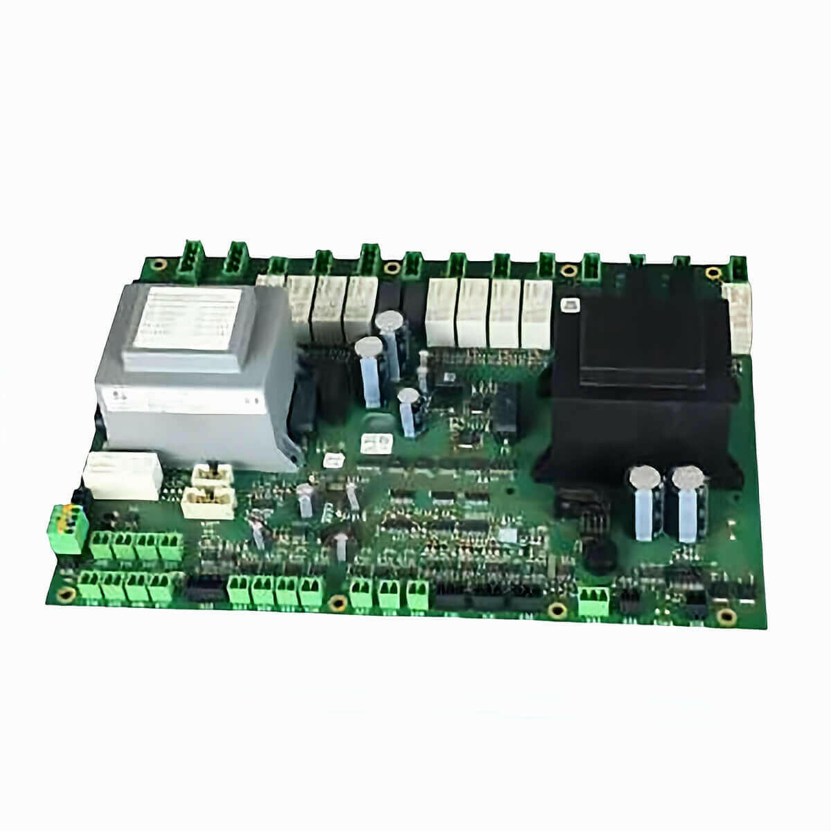 Grüne Steuerplatine SIGMATEK mit elektronischen Komponenten für Attack Holz und SLX Lambda Touch