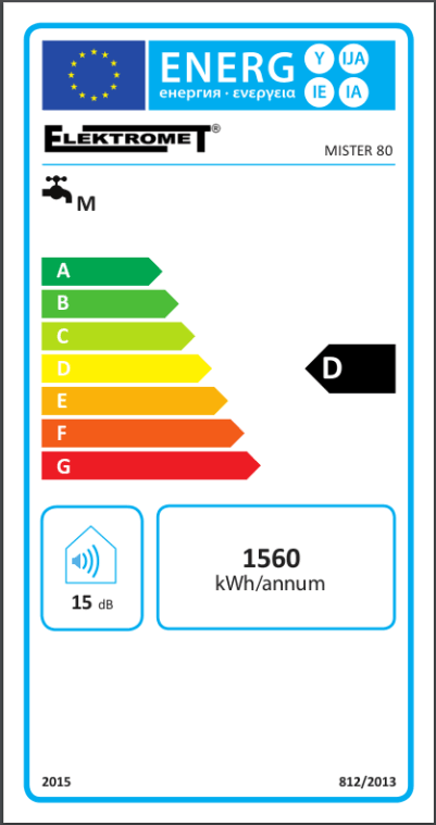 Energieeffizienzlabel für Elektro Hängespeicher 20-140 Liter Brauchwasserspeicher