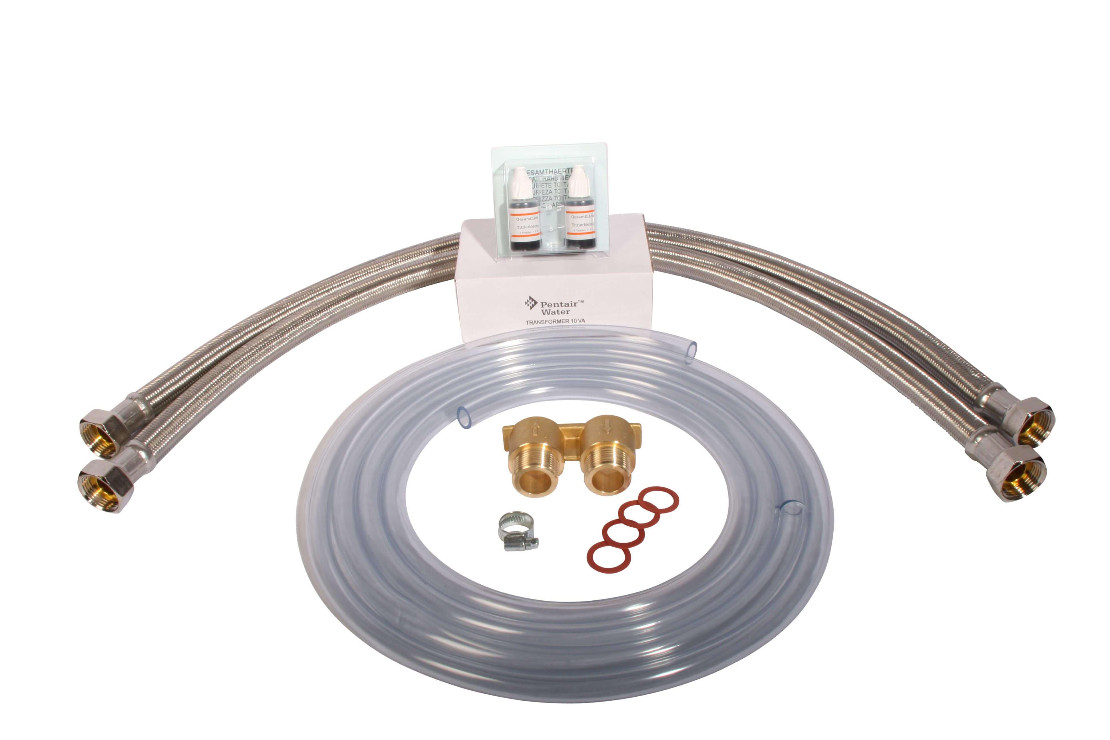 Plumbing installation kit für Wasserenthärtungsanlage Aqmos R2D2 mit Ventil BNT, Montageanleitung, physikalische Daten