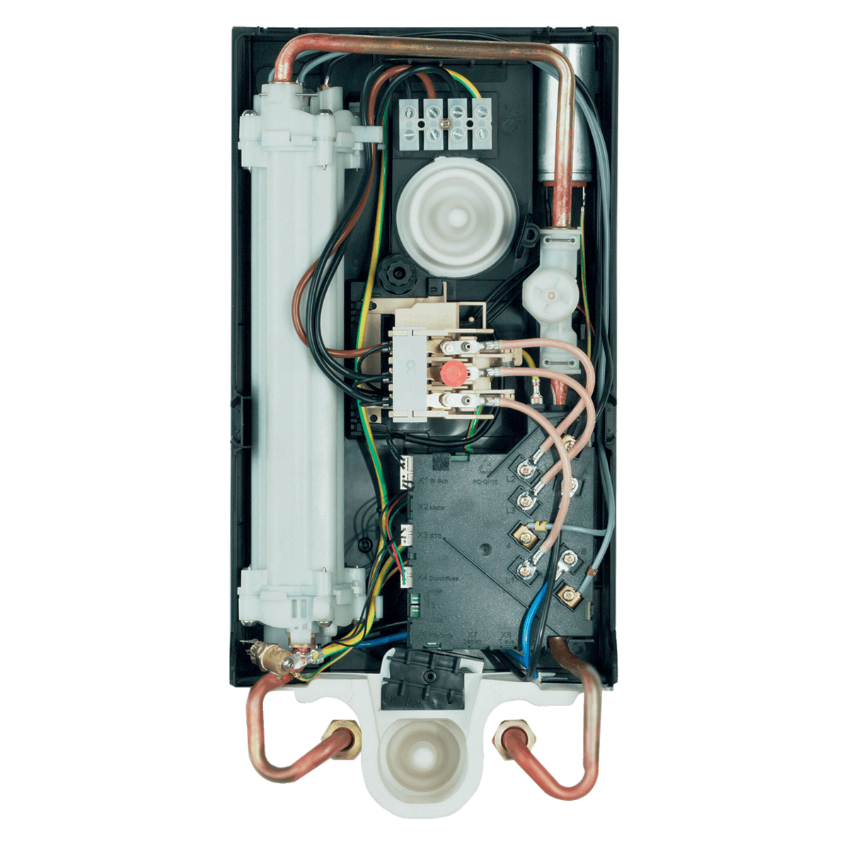 Vaillant Durchlauferhitzer 🛠️, elektronisch gesteuert, für mehrere 🚿 Zapfstellen, kompakte Bauweise für effiziente Warmwasserbereitung.