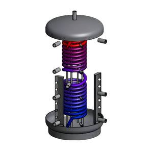 🎨 Diagramm eines innovativen Heizelements für die Pelletheizung Thermoflux Pelling 35 ECO mit verschiedenen Farbkomponenten.