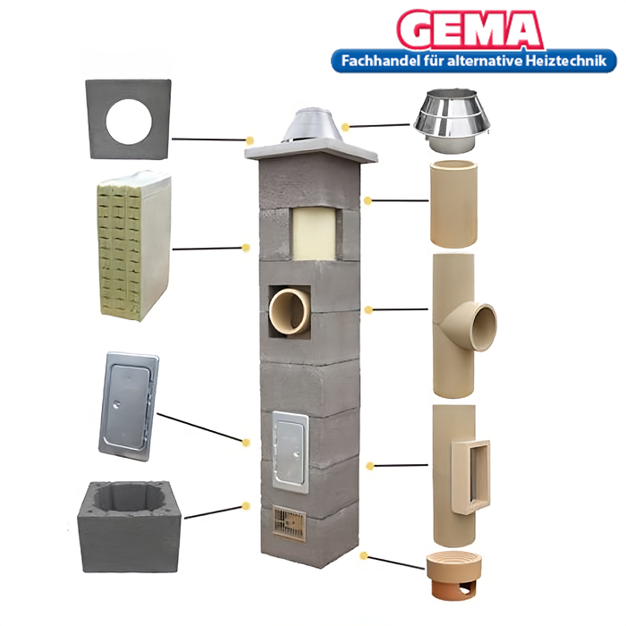 8m DN200 Schornstein Bausatz 3-Schalig Massiv