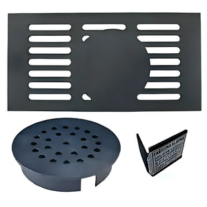 Schwarz weißes Abflusskomponenten-Set für Pelletheizung mit Gitter und Rohr, effizientes Design 🛠️🚿