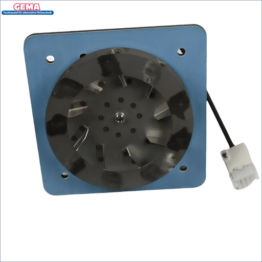 Attack Wood & Pellet Gebläse: Lüfterrad 🌀 auf Metallplatte mit Motor für optimale Leistung.