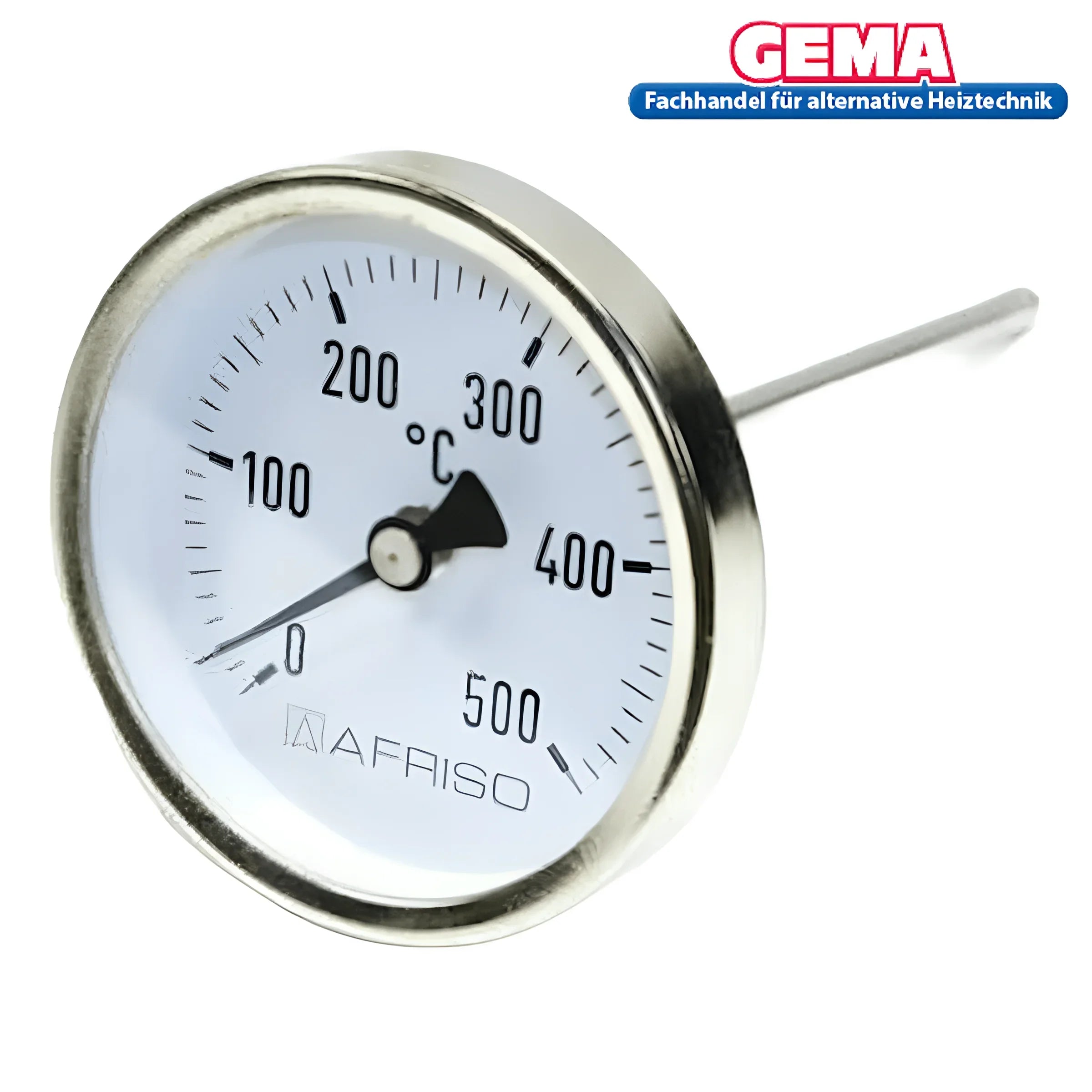 Rauchgasthermometer von Afriso zur Abgastemperaturmessung, Rundmetallsensor