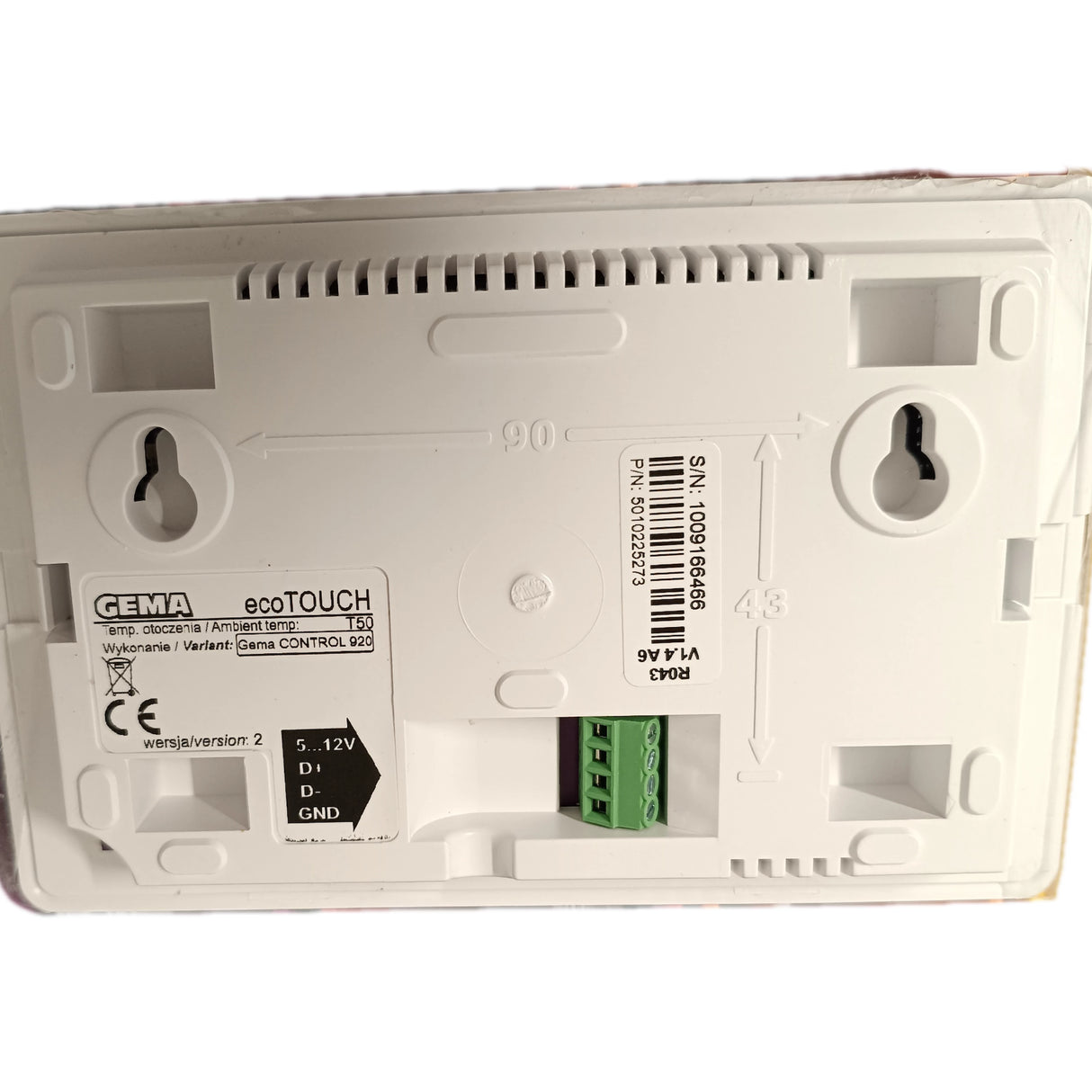 PLUM ecoTouch Raumthermostat Raumfühler Erweiterung GC920 für GEMA Control 920