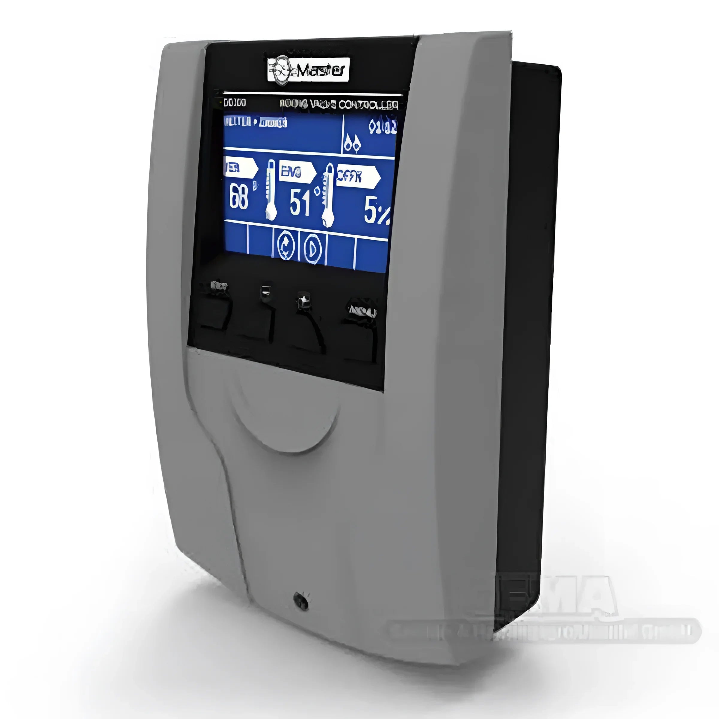 Grauer digitaler Heizkreisregler EU-i-1 mit LCD-Display, Temperatur- und Feuchtigkeitsanzeige