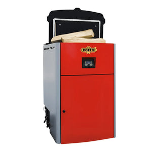 Roter und grauer Holzvergaser Boiler bei Holzvergaser ROJEK PK BIO 60 kW