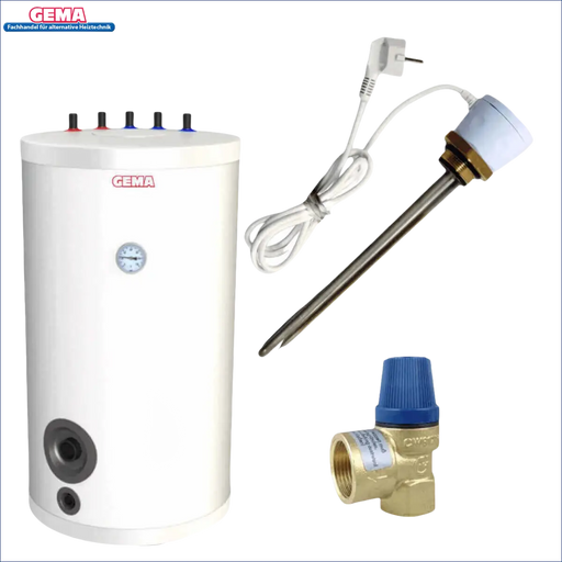 Weiße Brauchwasserspeicher 180 L mit Heizstab 3 kW und Zubehör