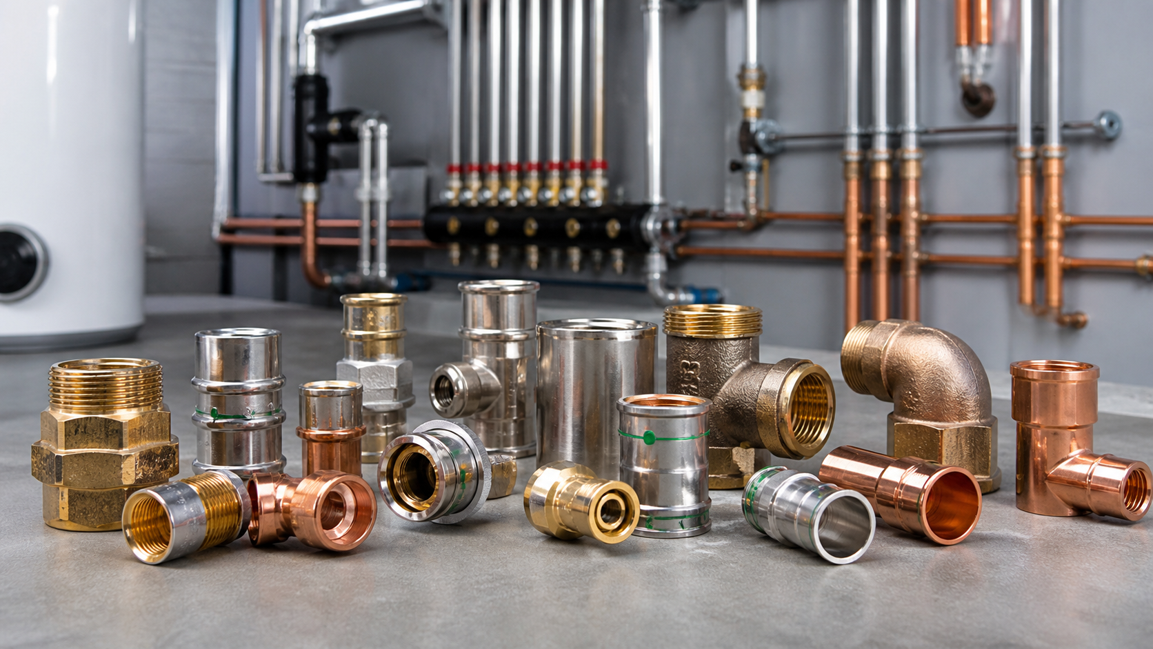 Fittings und Rohrverbinder in sauberer technischer Installationsumgebung