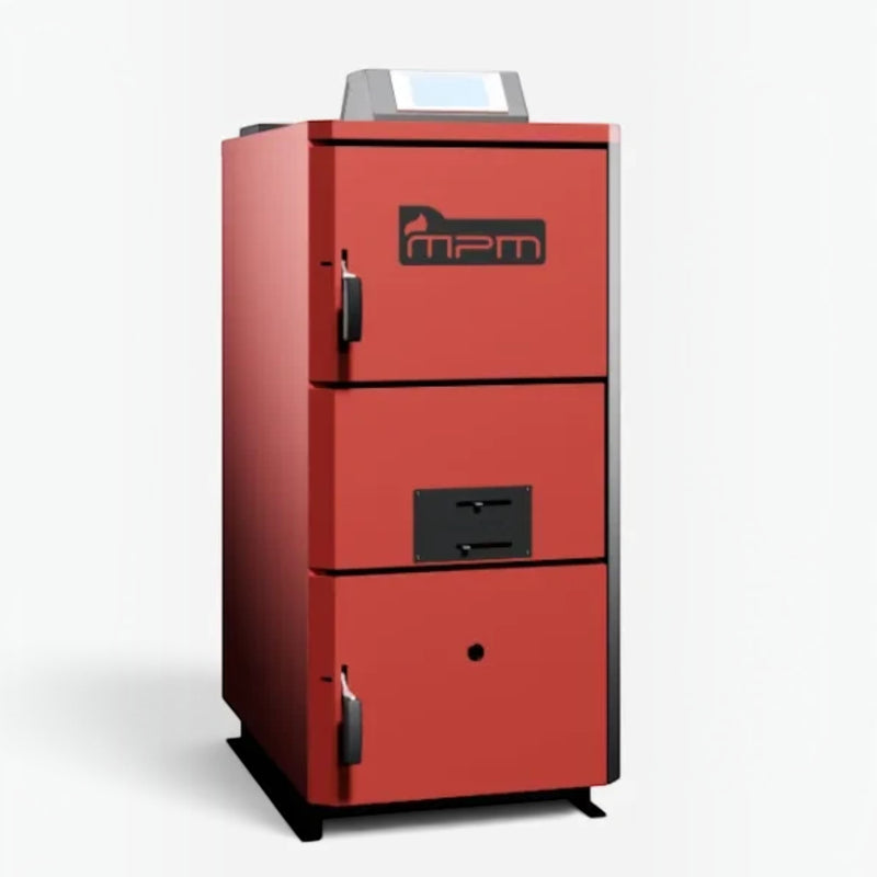 GEMA Shop MPM Caldo S-I 18 Holzvergaserkessel in Rot mit 18 kW Leistung für Scheitholz