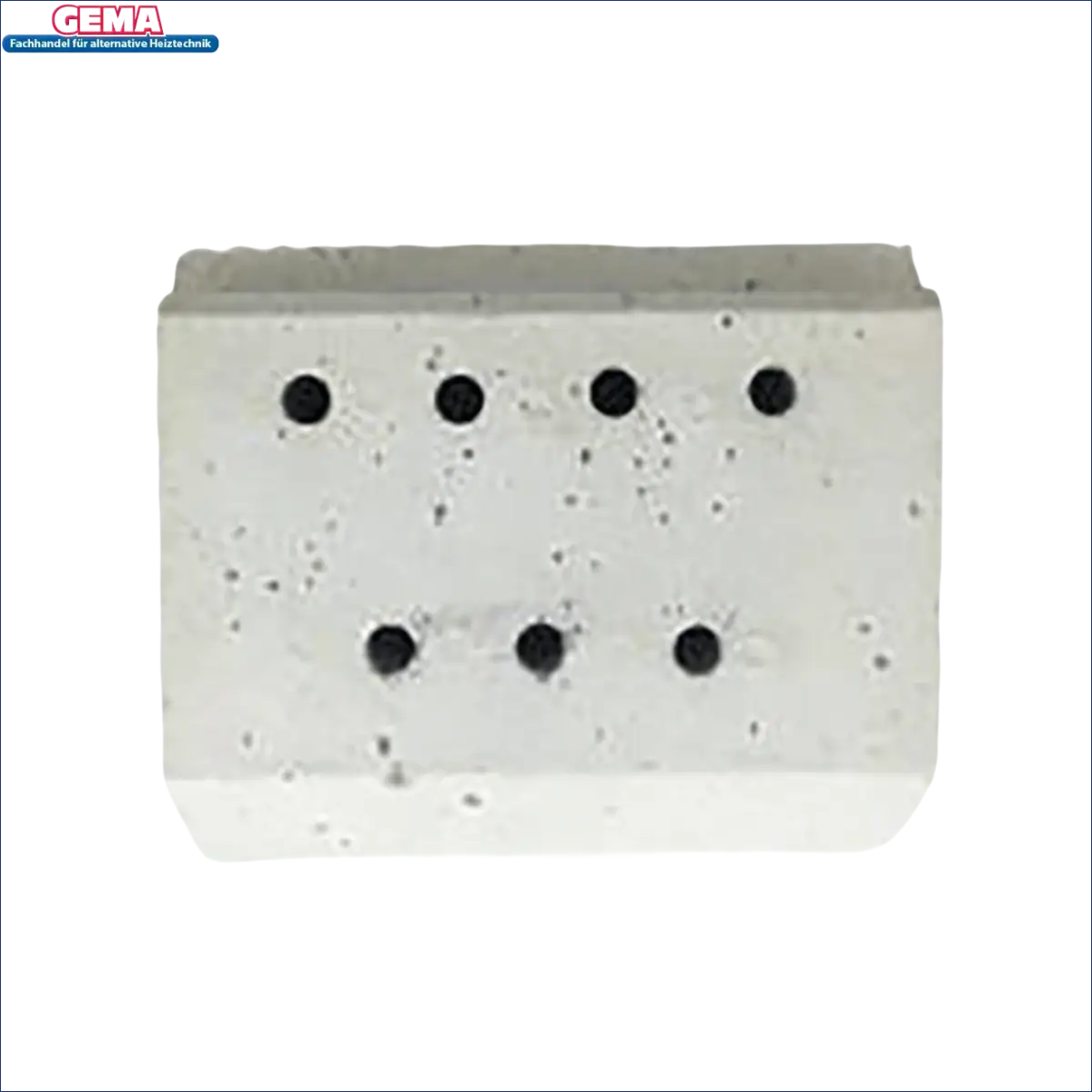 Rechteckiger Betonblock mit Löchern für Keramiksteine in Pelletbrenner Ecofire E+ und ES+